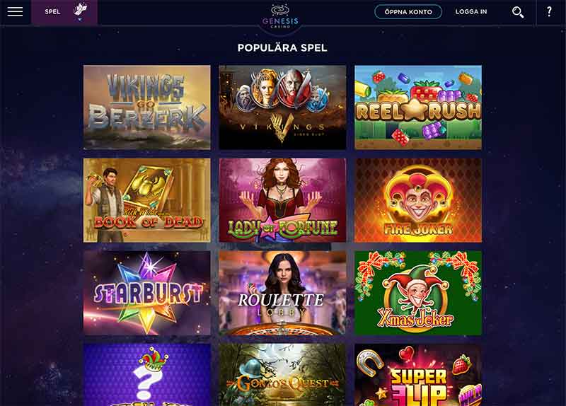 genesis casino spelutbud